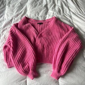 Love Ellie pink cropped knit cardigan